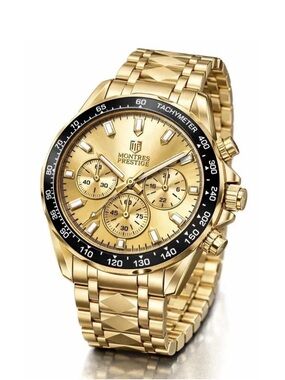 Montres Prestige Men’s Gold 44mm Watch brand new in box